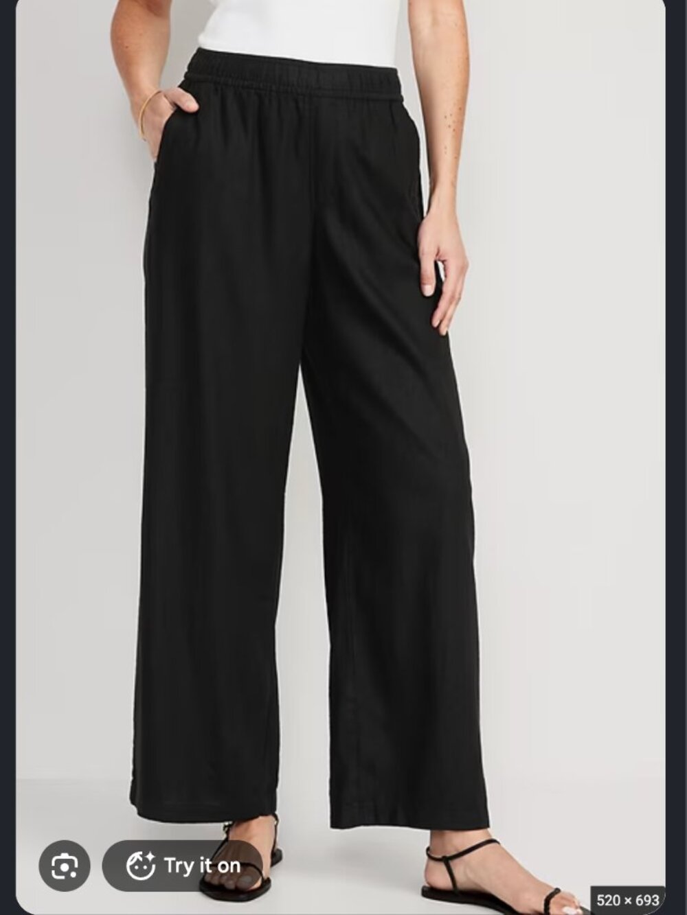 Old Navy High-Waisted Linen-Blend Super Wide-Leg Pants Black Large T